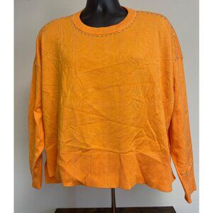 DKNY Women's Orange Blossom Drop Shoulders Studded Sweater Size M NWD